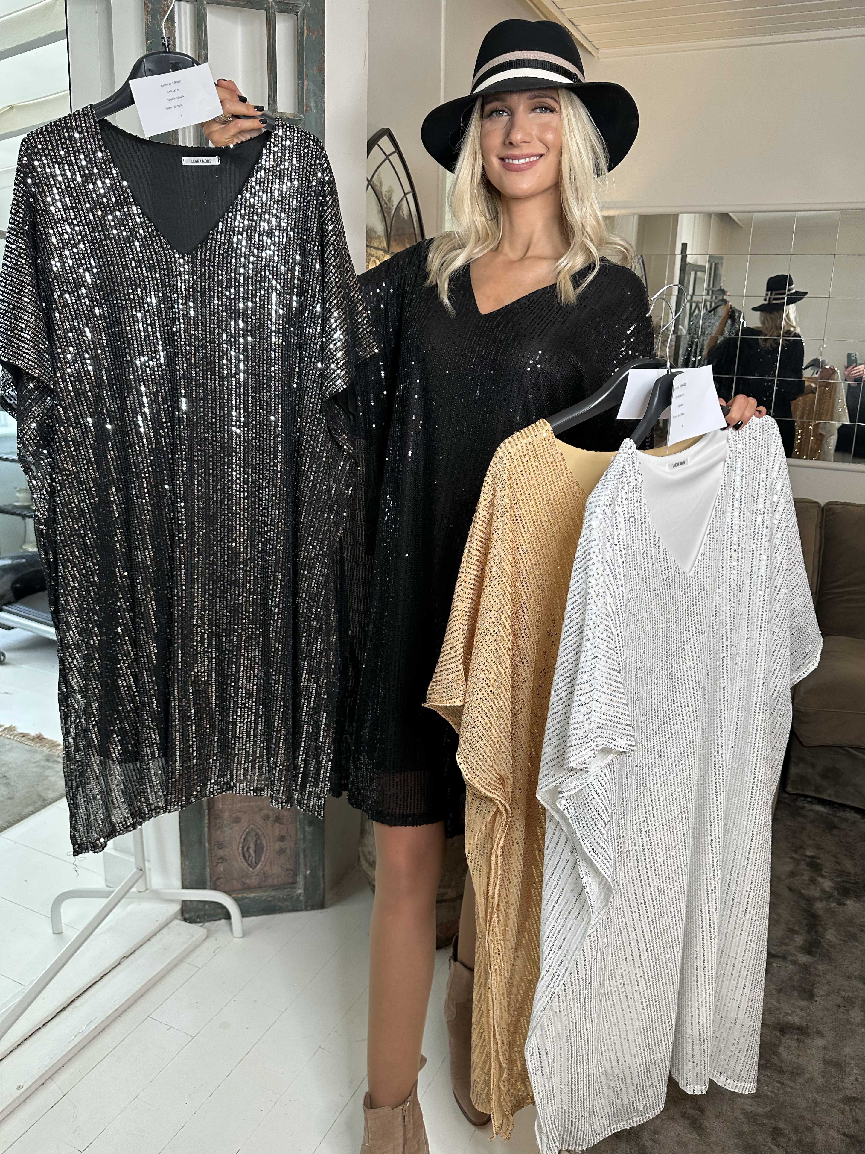 Azmina - Tunikakjole i løs pasform med pailletter